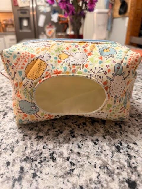 Handmade Lamb Diaper Pouch, Travel Wipes Organizer, Baby Shower Gift