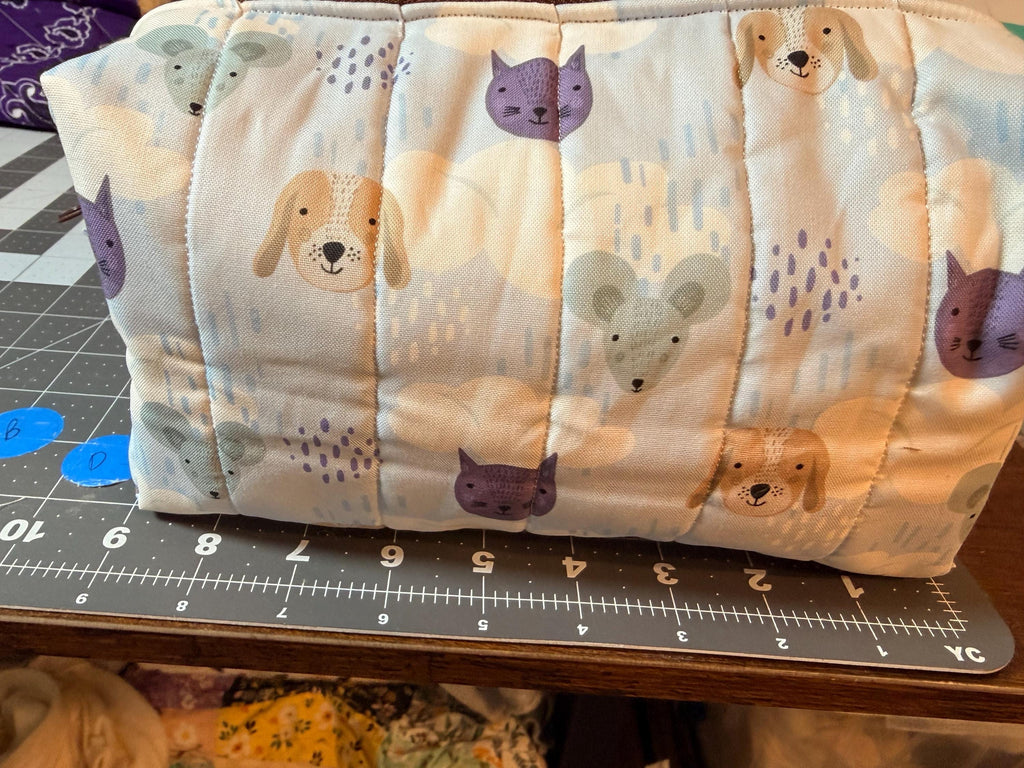 One-of-a-Kind Handmade Quilted Animal Print Makeup Bag | Zipper Pouch