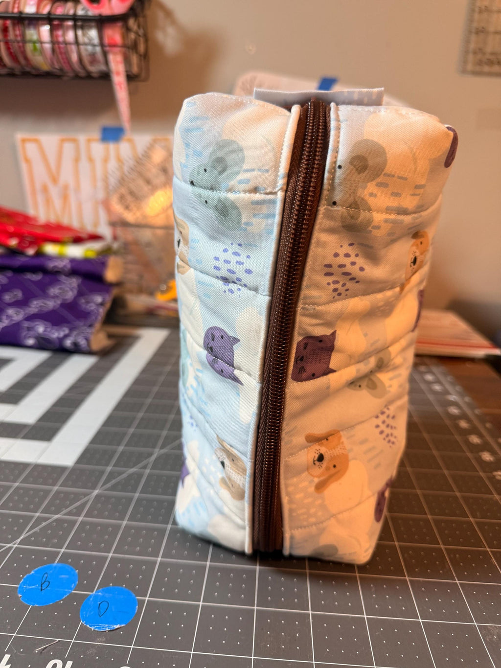 One-of-a-Kind Handmade Quilted Animal Print Makeup Bag | Zipper Pouch