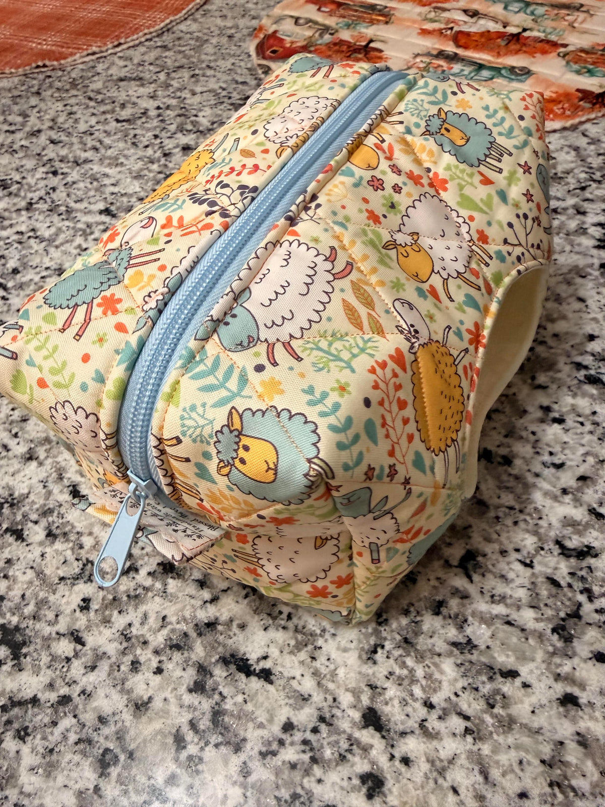 Handmade Lamb Diaper Pouch, Travel Wipes Organizer, Baby Shower Gift