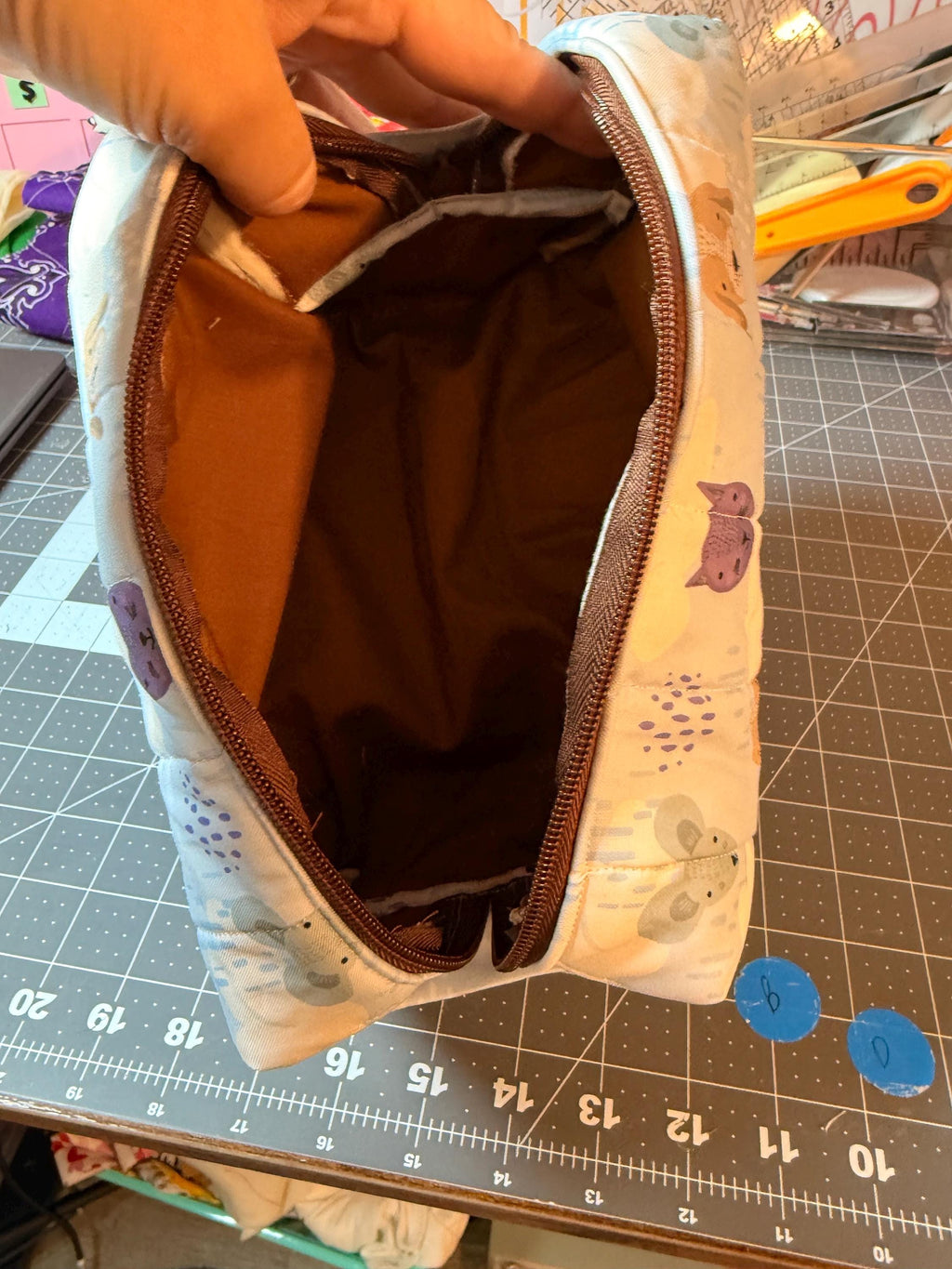 One-of-a-Kind Handmade Quilted Animal Print Makeup Bag | Zipper Pouch
