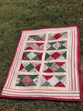 Handmade Christmas Quilt, Riley Blake Christmas Quilt, Quilted Table Topper, Christmas Wall Hanging, Holiday Lap Quilt, 35 x 43