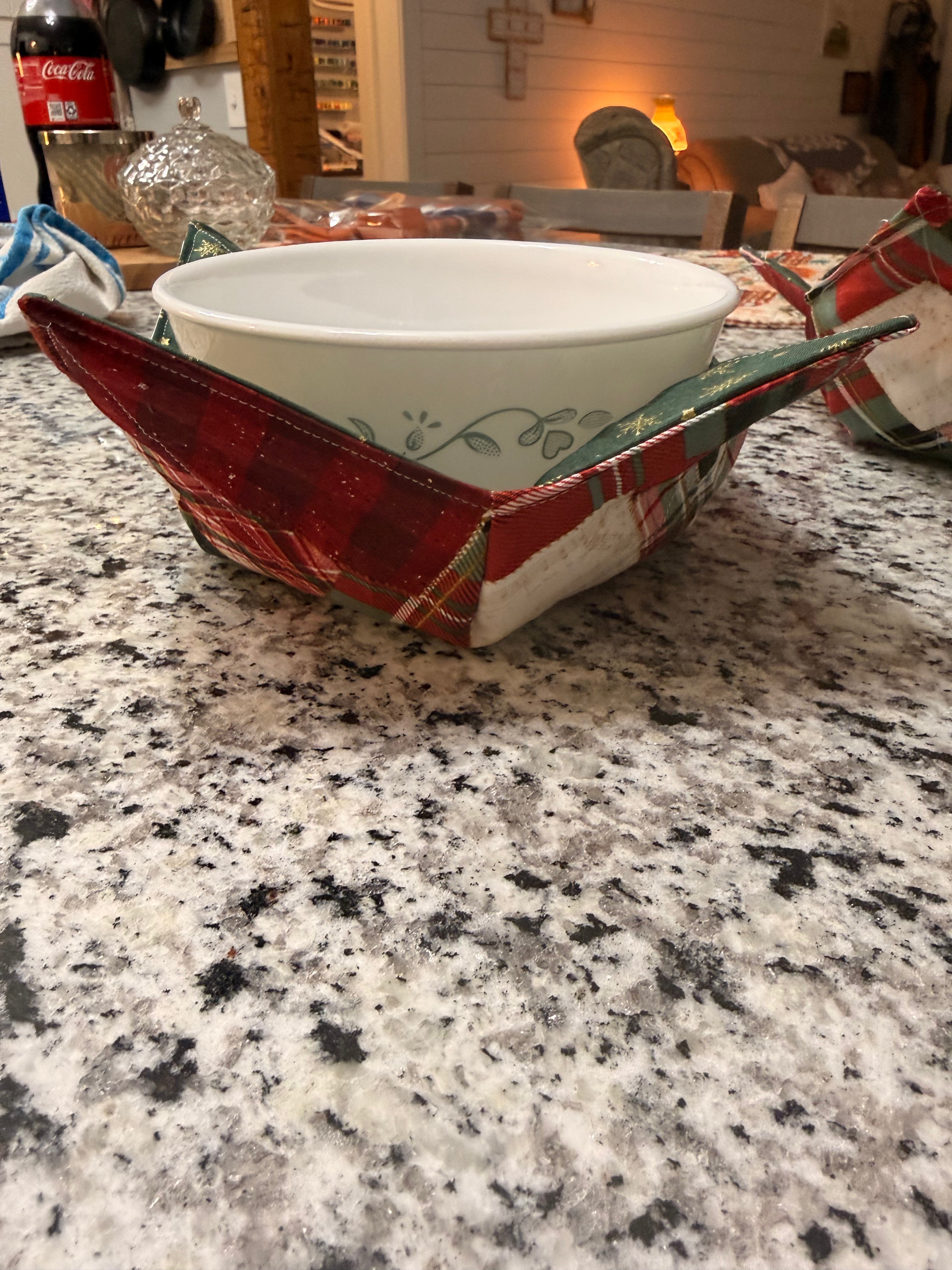 Handmade Reversible Quilted Bowl Cozies – Set of 2