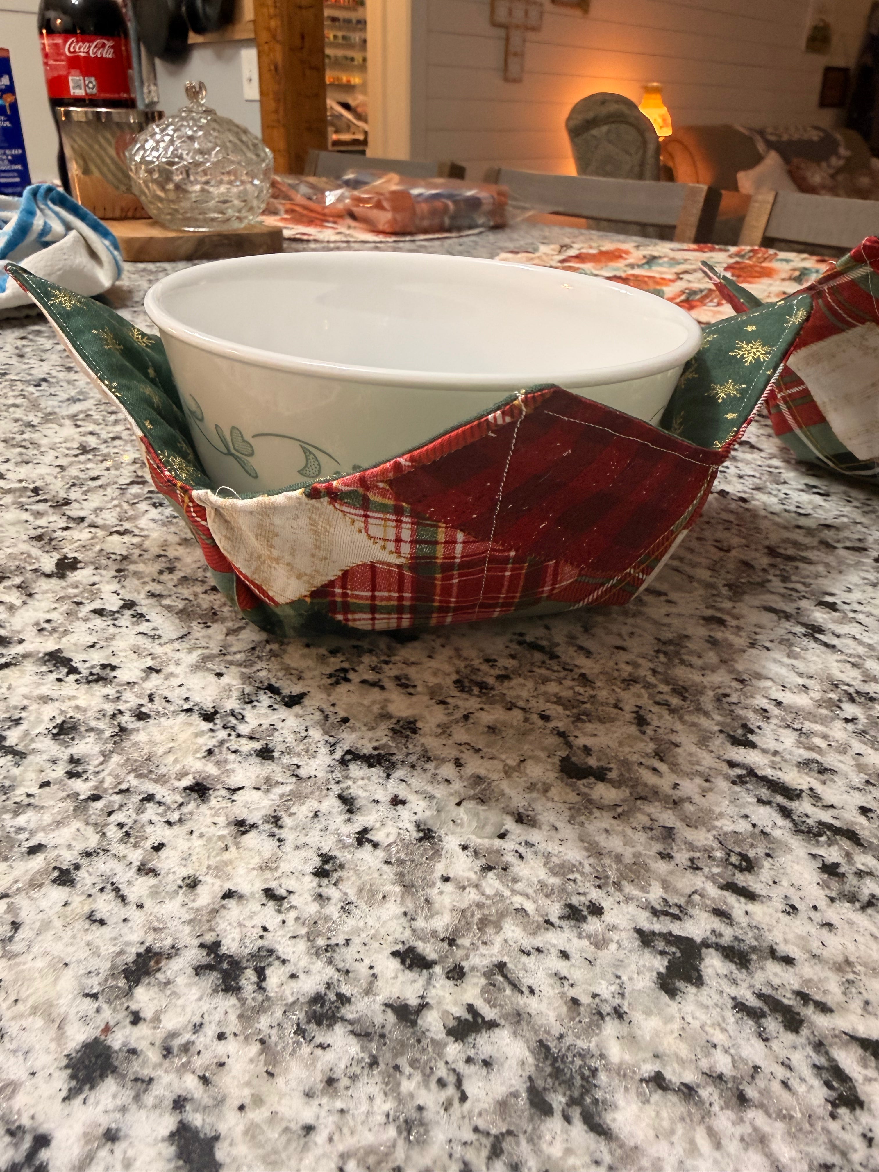 Handmade Reversible Quilted Bowl Cozies – Set of 2