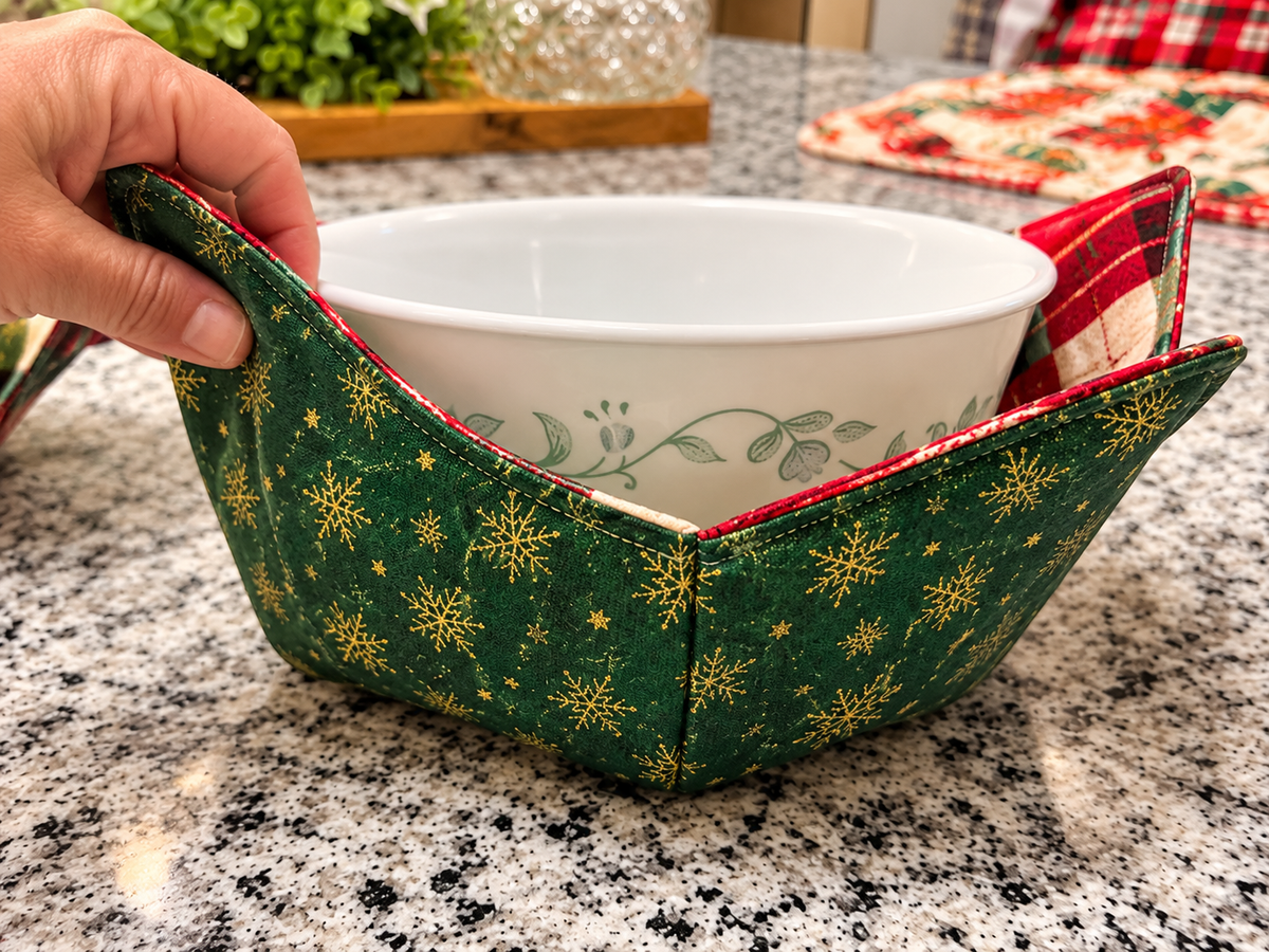 Handmade Reversible Quilted Bowl Cozies – Set of 2