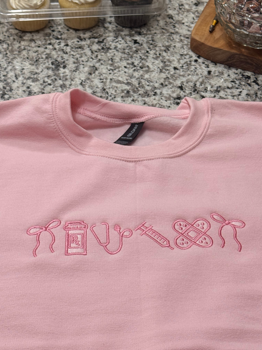 Pink Nurse Embroidered Sweatshirt | Personalized Nurse Crewneck | Custom Nursing Gift