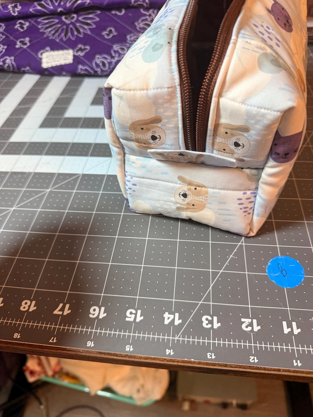 One-of-a-Kind Handmade Quilted Animal Print Makeup Bag | Zipper Pouch