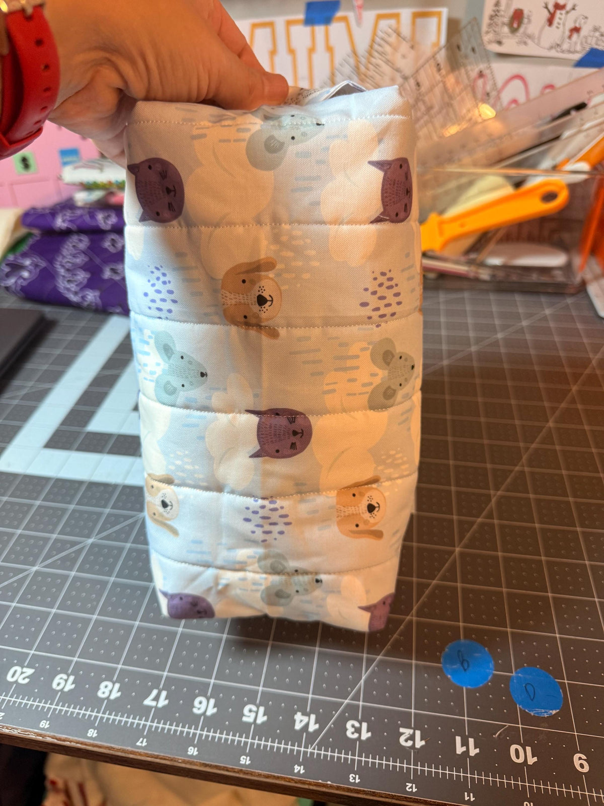 One-of-a-Kind Handmade Quilted Animal Print Makeup Bag | Zipper Pouch